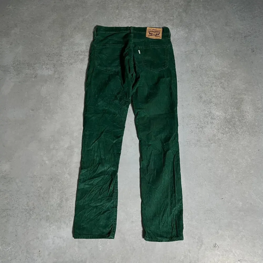 Levi’s 511 Slim Fit Mens Corduroy Pants 30x32 Green Stretch 5 Pocket Jeans